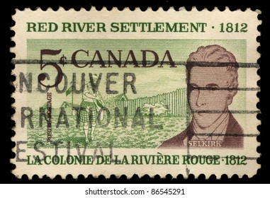 CANADA-CIRCA 1961: A Stamp Printed In Canada Shows Image Of Red River Settlement, 1812, Circa 1961