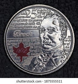 Canadian 25-cent Coin, War Of 1812, Sir Isaac Brock; Colourized