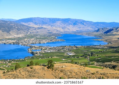 Canadian agricultural landscape aerial of a vineyard in the Okanagan Valley in Osoyoos, British Columbia, Canada. - Powered by Shutterstock