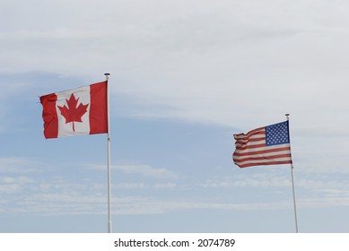 Canadian and American Flag in Normandy