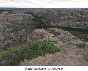 Canadian Badlands In Alberta On Summer Evening 