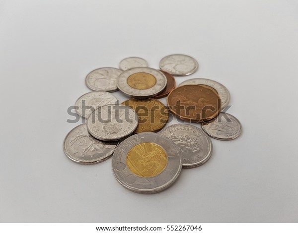 Canadian coins money currency toonies loonies\
quarters dimes nickels