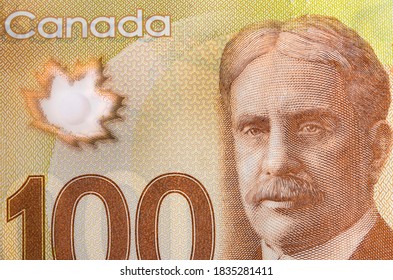 Canadian dollar character close up