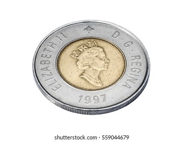 Canadian dollar coin isolated on white background