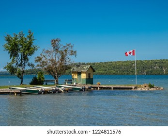 Canadian Flag In Manitoulin Island