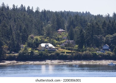 Canadian Landscape By The Ocean And Mountains. Summer Season. Gulf Islands Near Vancouver Island, British Columbia, Canada. Canadian Landscape.