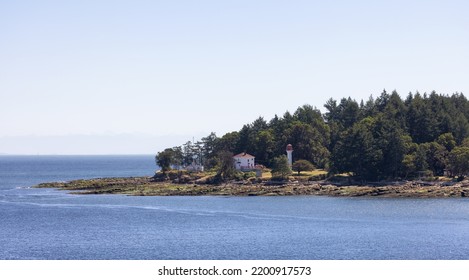 Canadian Landscape By The Ocean And Mountains. Summer Season. Gulf Islands Near Vancouver Island, British Columbia, Canada. Canadian Landscape.