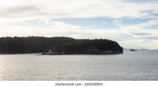 Canadian Landscape By The Ocean And Mountains. Summer Season. Gulf Islands Near Vancouver Island, British Columbia, Canada. Canadian Landscape.