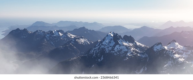Canadian Mountain Landscape on the West Coast of Pacific Ocean. Aerial Nature Background Panorama. Vancouver Island, BC, Canada. - Powered by Shutterstock