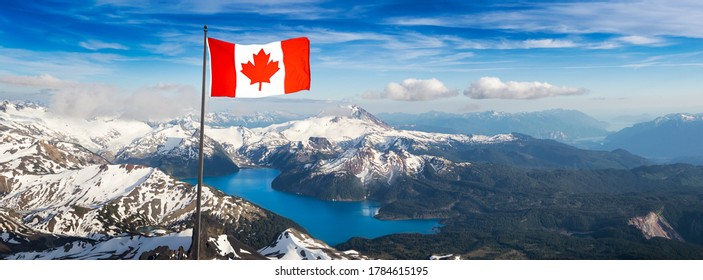 Canadian National Flag Overlay Aerial Panoramic Stock Photo (Edit Now ...