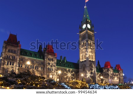 Canadian Parliament Building at Christmas