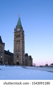 Canadian Parliament Building In Ottawa During Winter Season