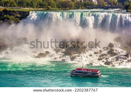 Canadian side view of Niagara Falls, American Falls in a sunny day  in Niagara Falls, Ontario, Canada
