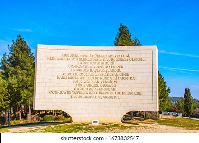 Canakkale, Turkey - 02-19-2020. The Battle Of The Lone Pine Was Held Between 6 And 10 August 1915, Between The Australian And New Zealand Army Corps And The Ottoman Empire Forces. Bloody Back Inscript