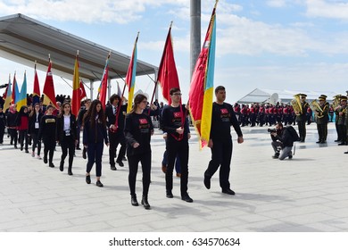 CANAKKALE, TURKEY - APRIL 24, 2017: Galatasaray High School Students Attended The Ceremony