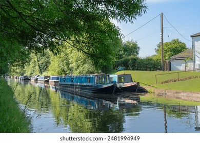 Canal Boats or barges moored on the canal - Powered by Shutterstock