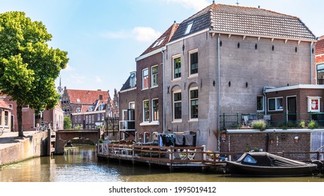 A canal in the center of the picturesque town of Oudewater in the Netherlands