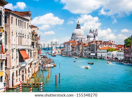Canal Grande with Basilica di Santa Maria della Salute in Venice, Italy