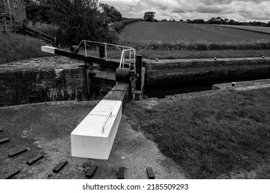 Canal lock gates on the Chesterfield canal.