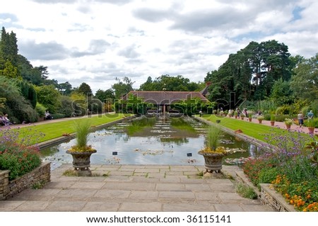 The Canal and Loggia at RHS Wisley in Surrey, England.