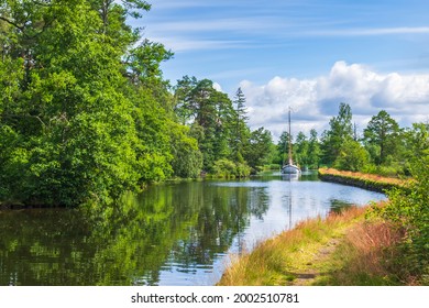 Göta Canal With An Old Sailboat