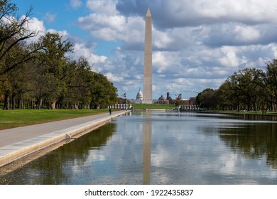 canal overlooking landmarks with cloudy sky in washington dc
