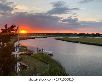 Canal Sunset In Oak Island, NC