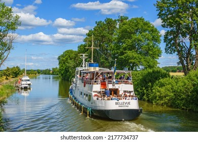 Göta Canal, Sweden, July, 2017, Tourist Boat On Gota Canal In Sweden