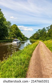 Göta Canal In Sweden With A Motorboat A Summer Day