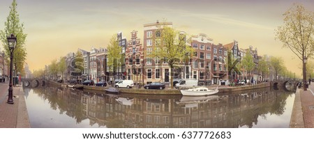 Image, Stock Photo Beautiful Architecture Of Dutch Houses On Amsterdam Canal In Autumn