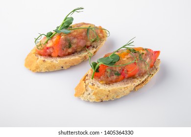 Canape Mini Bruskety Sandwiches Fresh Steamed Stock Photo 1405364330 ...