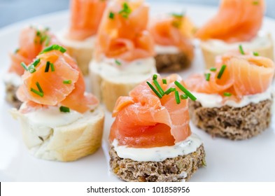 Canapes With Smoked Salmon And Cream Cheese