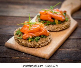 Canapes With Smoked Salmon And Herbs