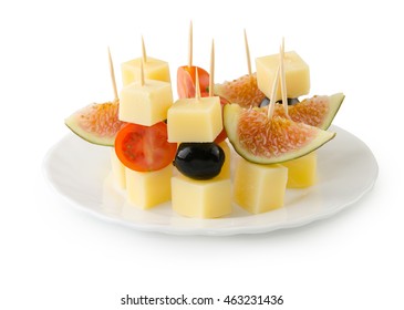 Canapes. Snacks With Cheese