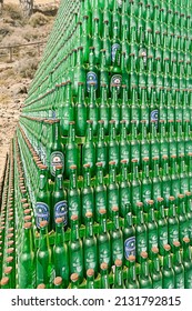 Canary Islands - February, 2022: Lots Of Empty Beer Bottles. Recycling And Over Consumption Problem. 