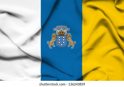 Canary Islands Waving Flag