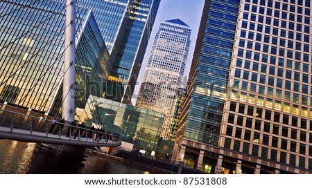 Canary Wharf is a large business and shopping development in East London. London's traditional financial centre. Stockfoto © 