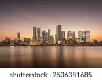 Canary Wharf at sunset, shot from the Greenwich peninsula.