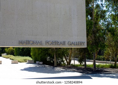 Canberra, ACT, Australia - 01.26.18: The National Portrait Gallery Sign In The Outside Courtyard.