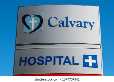 Canberra, ACT - Australia March 20th 2020 - Sign Stands At The Entry To Calvary Hospital.