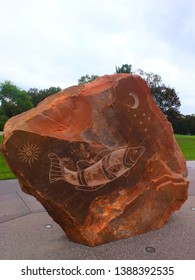 Canberra / Australia - 13th March 2014: Aboriginal Art Sculptures In Reconciliation Place