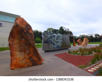 Canberra / Australia - 13th March 2014: Aboriginal Art Sculptures In Reconciliation Place