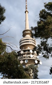 Canberra, Australia - 24th June 2022: Telstra Tower in Australian Capitol City Canberra, a prominent tourist attraction which remains closed due to the covid19 pandemic