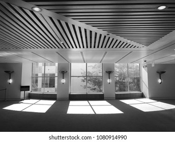 Canberra, Australia - April 07,2017: Inside The Parliament House, Canberra Australia. While Of The Reflection Of The Sun.