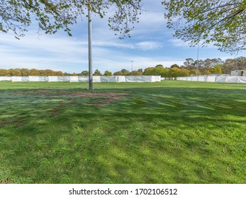 CANBERRA, AUSTRALIA – APRIL, 13 2020: Construction Of Canberra Coronavirus Field Hospital Located On Garran Oval Northeast Of The Canberra Hospital Campus In Preparation Of The 2020 COVID-19 Pandemic