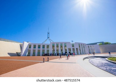 Canberra, Australia - December 27, 2015: Parliament House, A Famous Landmark For Tourist Destination At Canberra, Australia