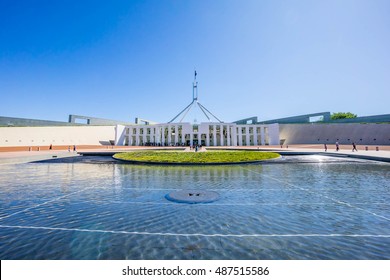 Canberra, Australia - December 27, 2015: Parliament House, A Famous Landmark For Tourist Destination At Canberra, Australia