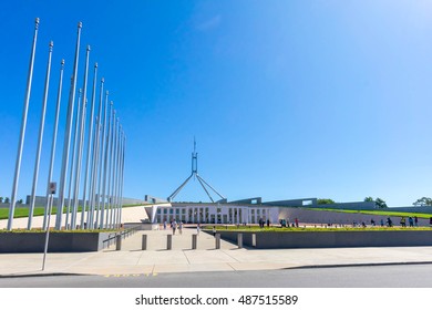 Canberra, Australia - December 27, 2015: Parliament House, A Famous Landmark For Tourist Destination At Canberra, Australia