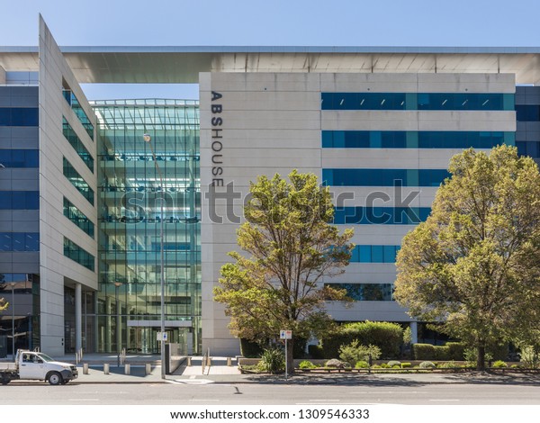 CANBERRA, AUSTRALIA – FEBRUARY 10, 2019: The\
ABS House located in Belconnen, Canberra is the headquarters for\
the Australian Bureau of Statistics\

