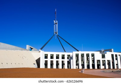 CANBERRA, AUSTRALIA - JUNE 11 2010: Parliament House, A Famous Landmark For Tourist Destination At Canberra, Australia